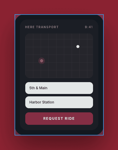 HERE TRANSPORT app on a phone